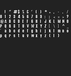 Glyph sheet for comix.fnt